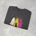 Preppy, Girly, Cute Halloween Ghosts with Cats, Gildan Unisex Heavy Blend™ Crewneck Sweatshirt