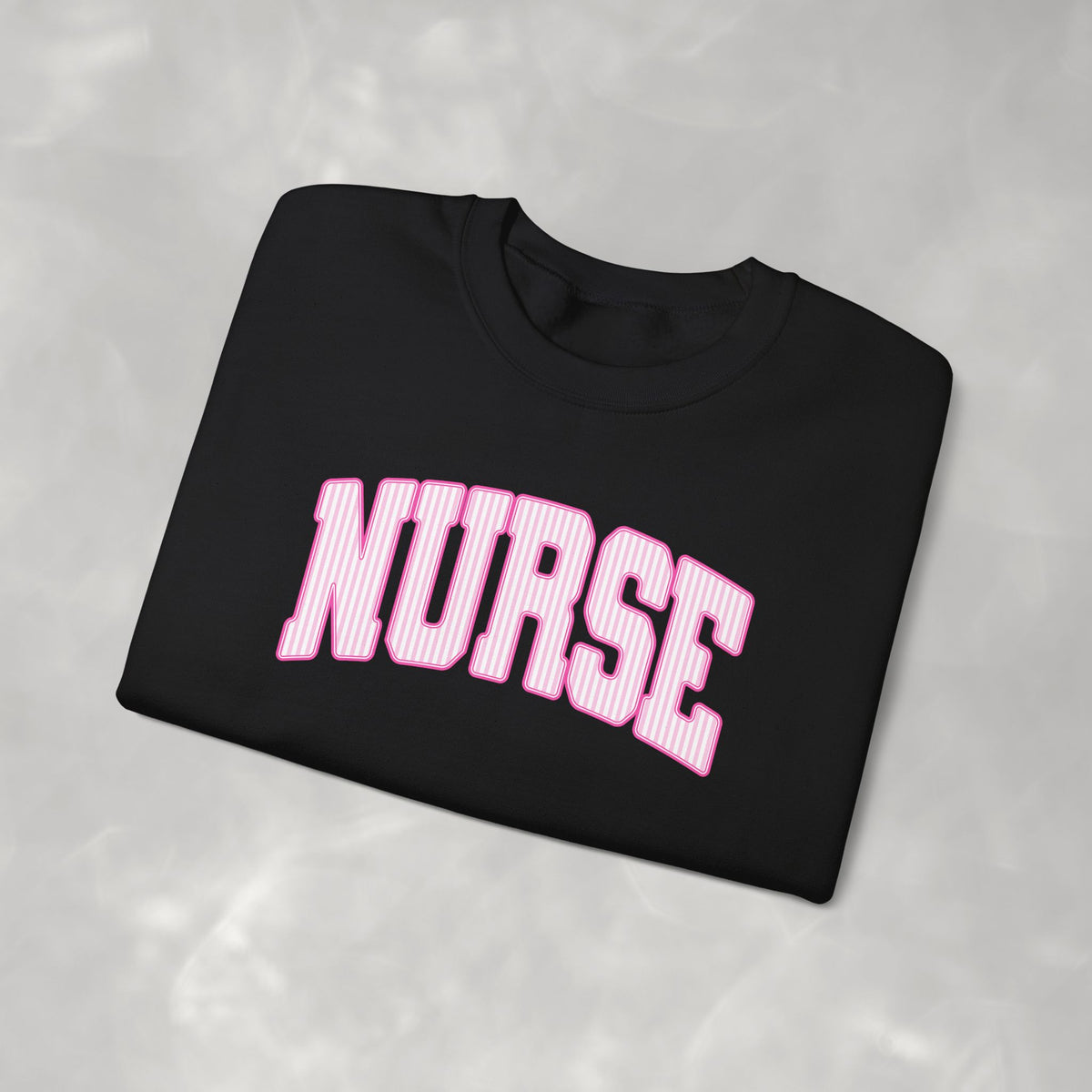 Pink Striped Varsity Nurse Gildan Unisex Heavy Blend™ Crewneck Sweatshirt for RN, LPN, GN, Student Nurse