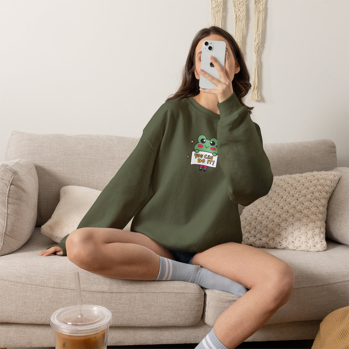 You Can Do It, Cute Motivational Frog Unisex Heavy Blend™ Crewneck Sweatshirt for OT, PT, Speech Therapist