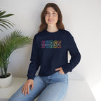 Colorful Rainbow Whimsical Varsity Registered Nurse Gildan Unisex Heavy Blend™ Crewneck Sweatshirt