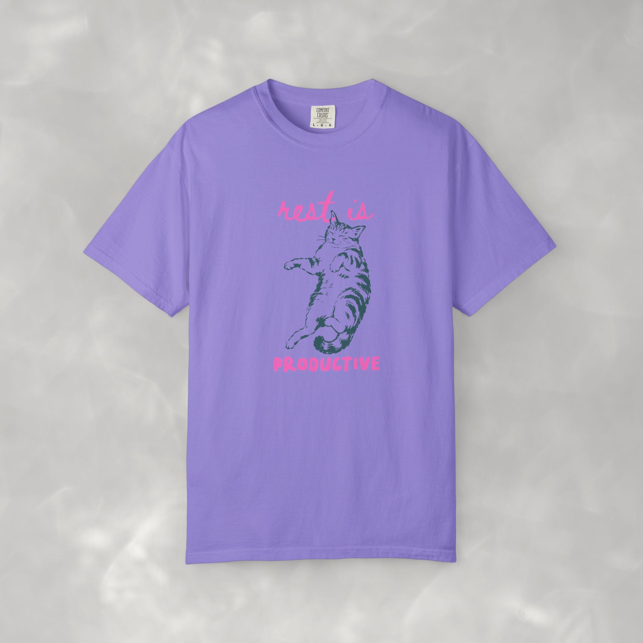 Rest Is Productive, Cute, Funny, Cat Lovers Comfort Colors Tee