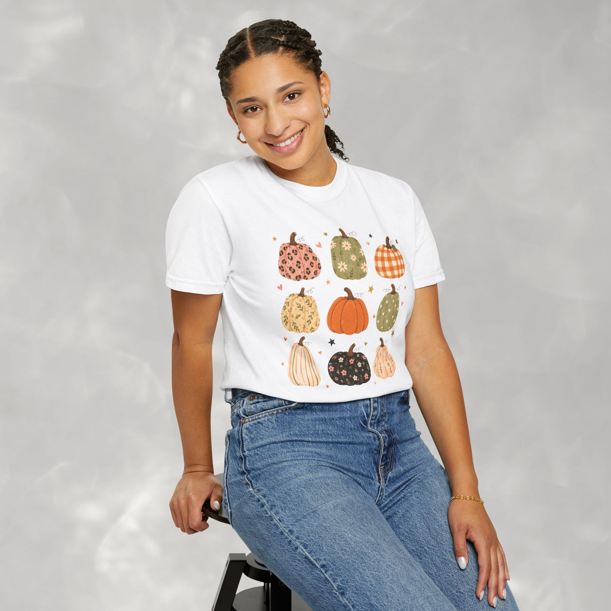 Whimsical Autumn Pumpkins Comfort Color Garment-Dyed T-shirt for Fall, Thanksgiving