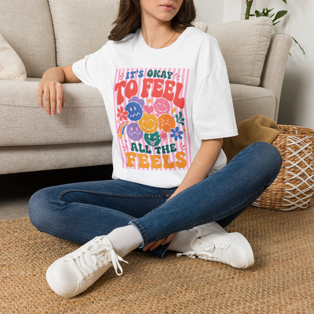 It's Okay to Feel All the Feels, Gildan Unisex Softstyle T-Shirt for OT, PT, Speech, School Therapists