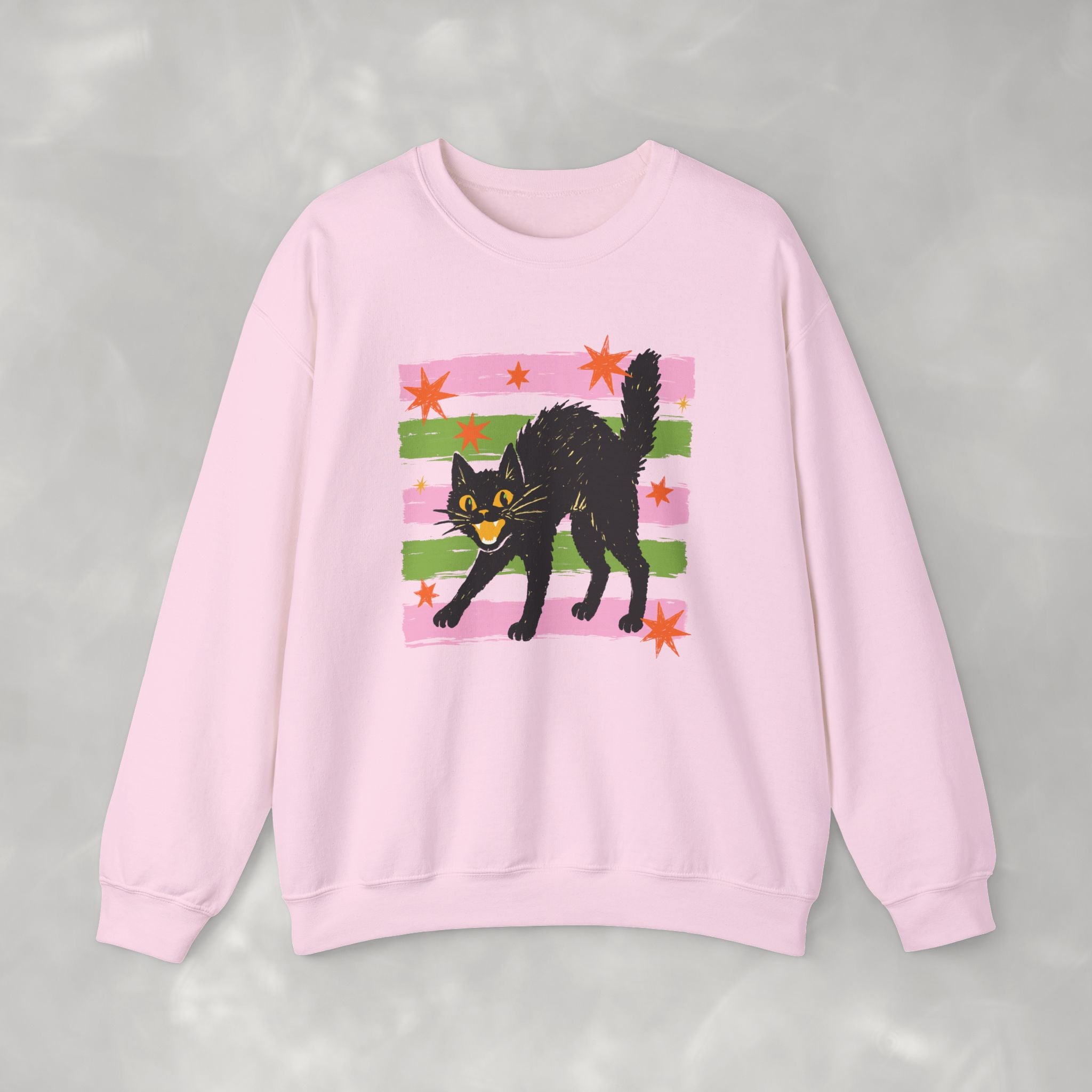 Spooky, Cute Black Cat, Halloween, Gildan Unisex Heavy Blend™ Crewneck Sweatshirt