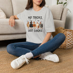No Tricks Just Chicks, Funny Halloween Chickens in Costumes, Gildan Unisex Softstyle T-Shirt