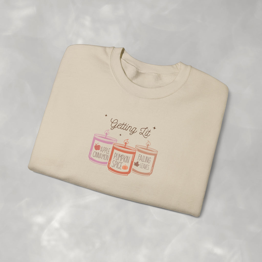 Getting Lit Funny Fall Candle Gildan Unisex Heavy Blend™ Crewneck Sweatshirt