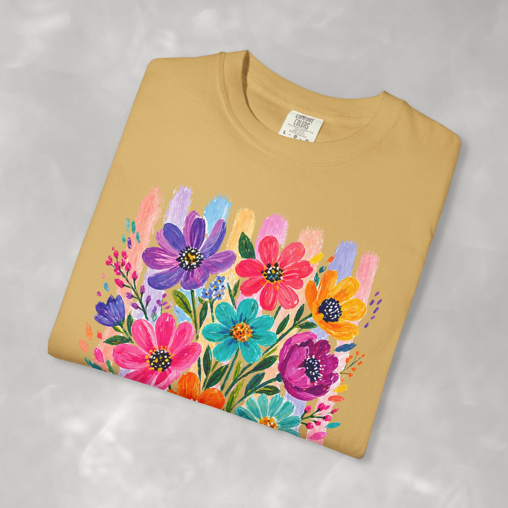 Boho Floral Stripes Comfort Colors Tee
