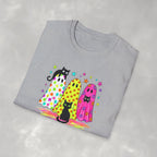 Preppy, Girly, Cute Halloween Ghosts with Cats, Gildan Unisex Softstyle T-Shirt