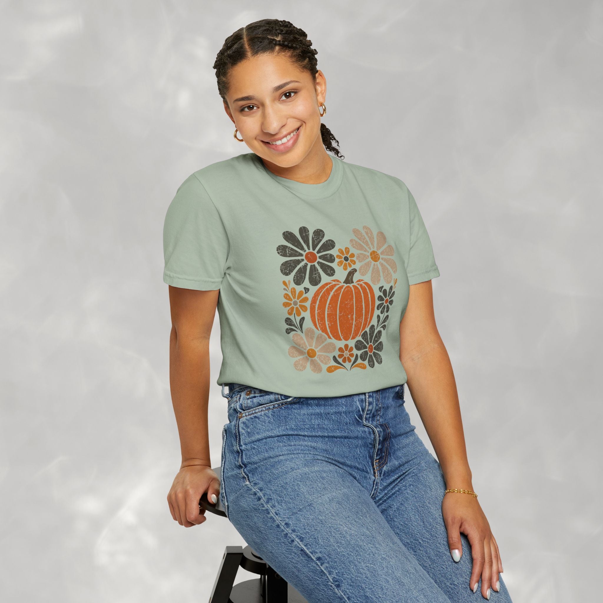 Retro Fall, Autumn Pumpkin Comfort Colors Tee