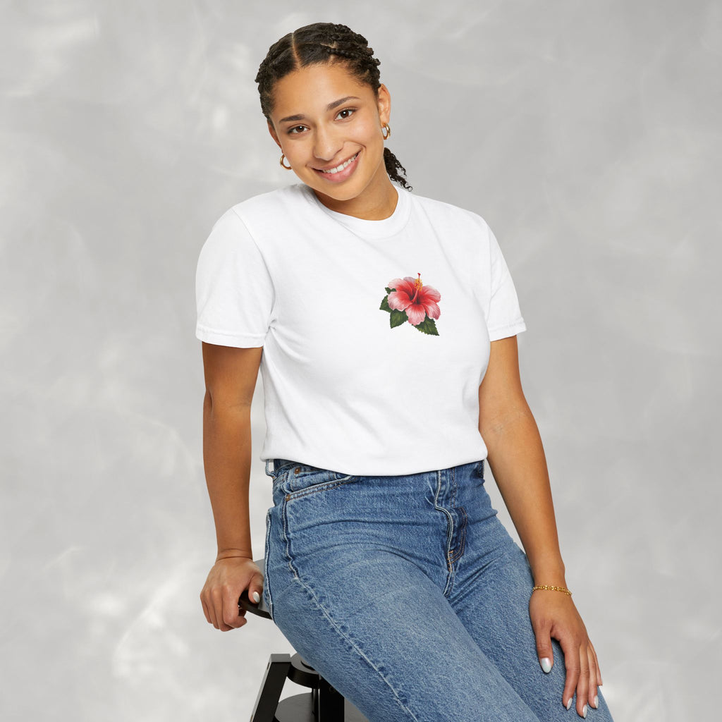 Sunny Days Hibiscus Unisex CC Tee, Summer Comfort Colors T-shirt for Men and Women