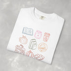 Autum Vibes, Cozy Reading, Pumpkin Spice, Hand-Drawn Doodles Comfort Colors Tee