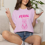 Feral But Cute, Funny, Cat Lover Comfort Colors Tee