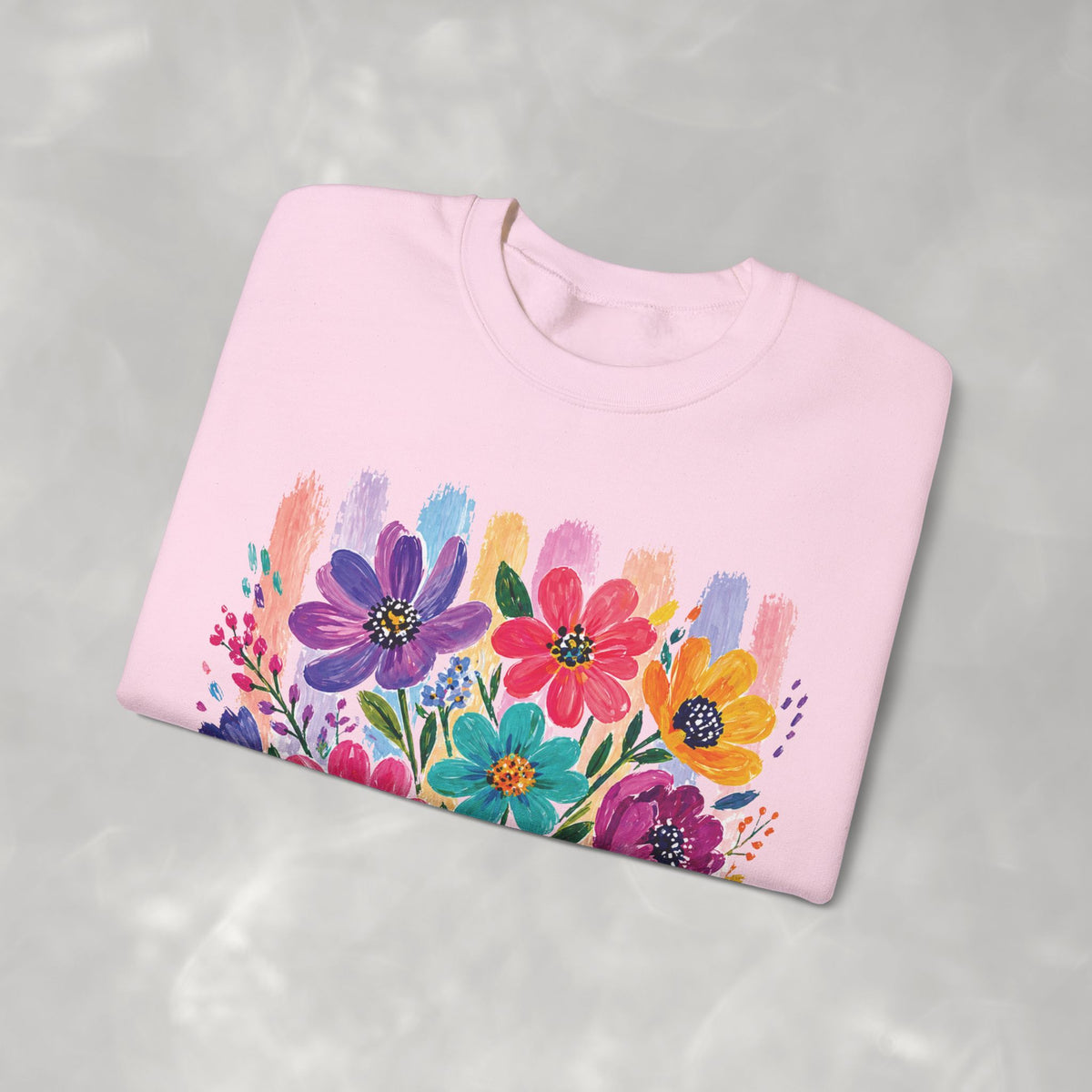 Boho Floral Striped Gildan Unisex Heavy Blend™ Crewneck Sweatshirt