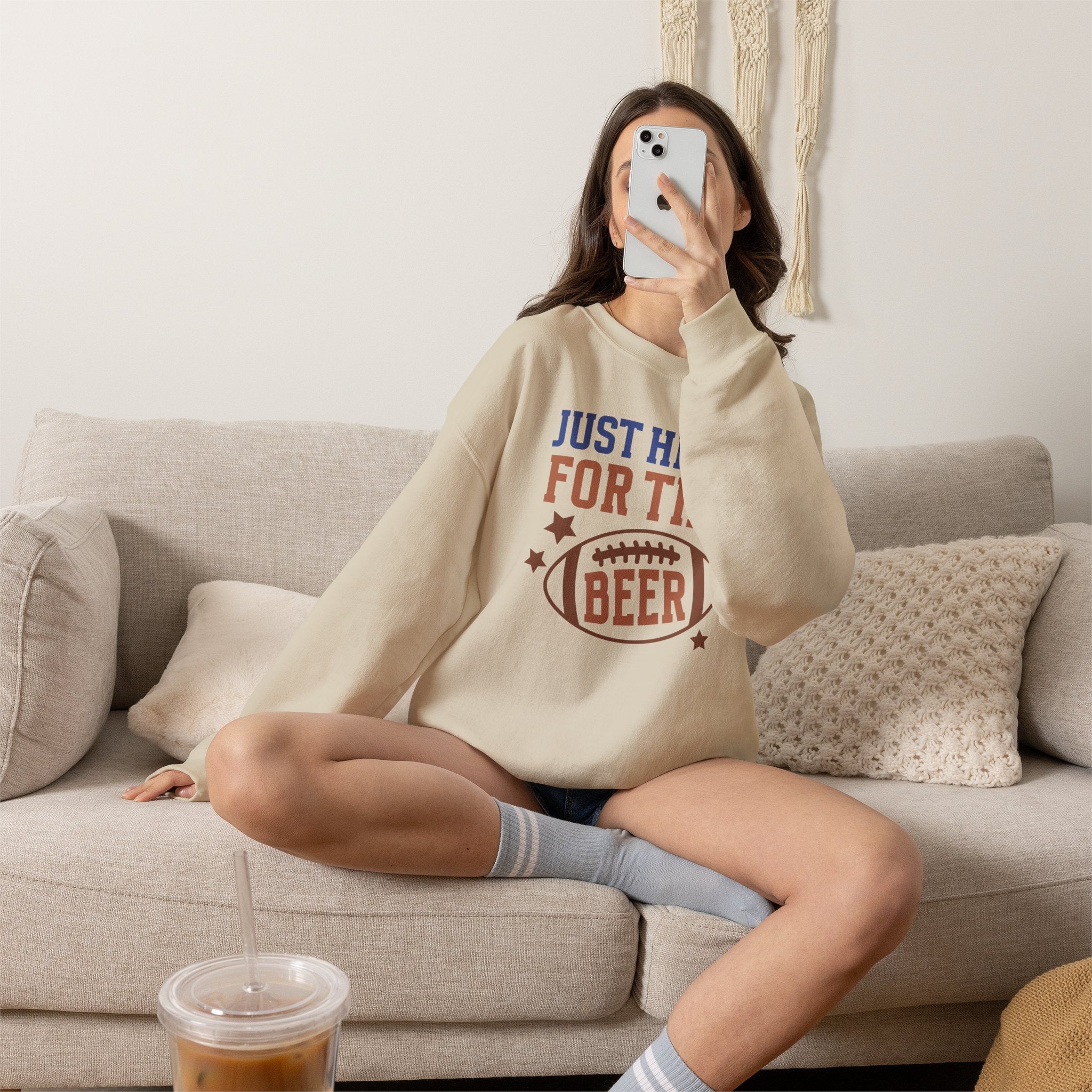 Funny Just Here for the Beer, Gildan Unisex Heavy Blend™ Crewneck Sweatshirt
