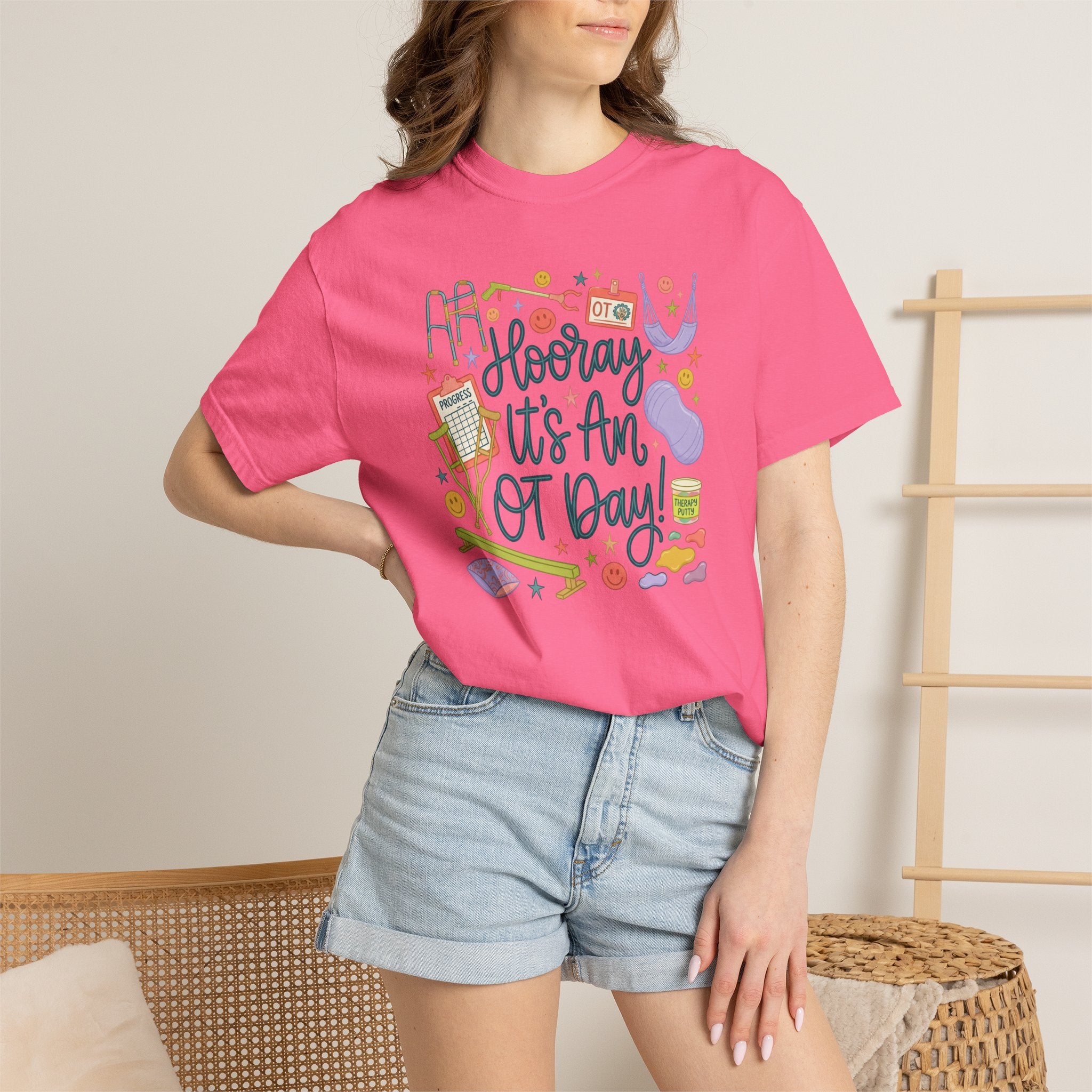 Hooray It's an OT Day, Cute, Playful, Pediatric Occupational Therapy, OTR, COTA Comfort Colors Tee