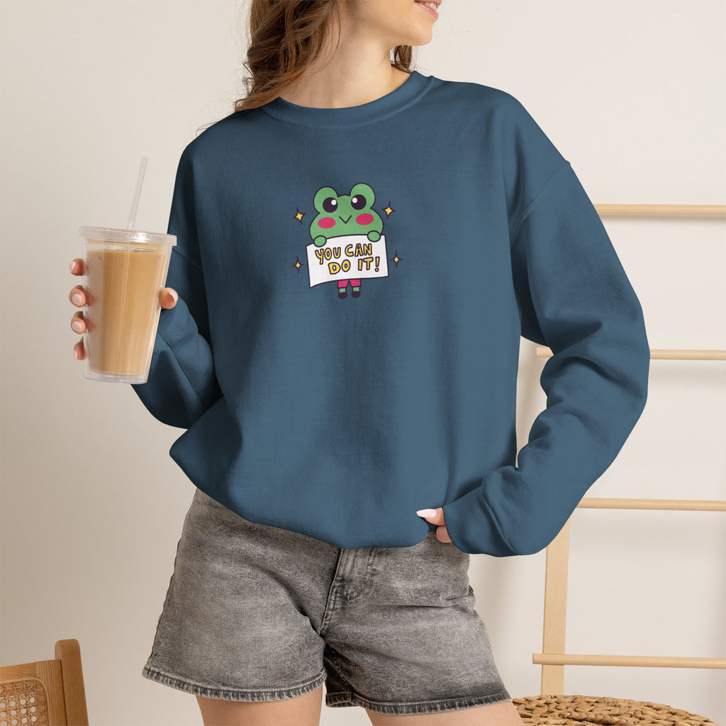 You Can Do It, Cute Motivational Frog Unisex Heavy Blend™ Crewneck Sweatshirt for OT, PT, Speech Therapist
