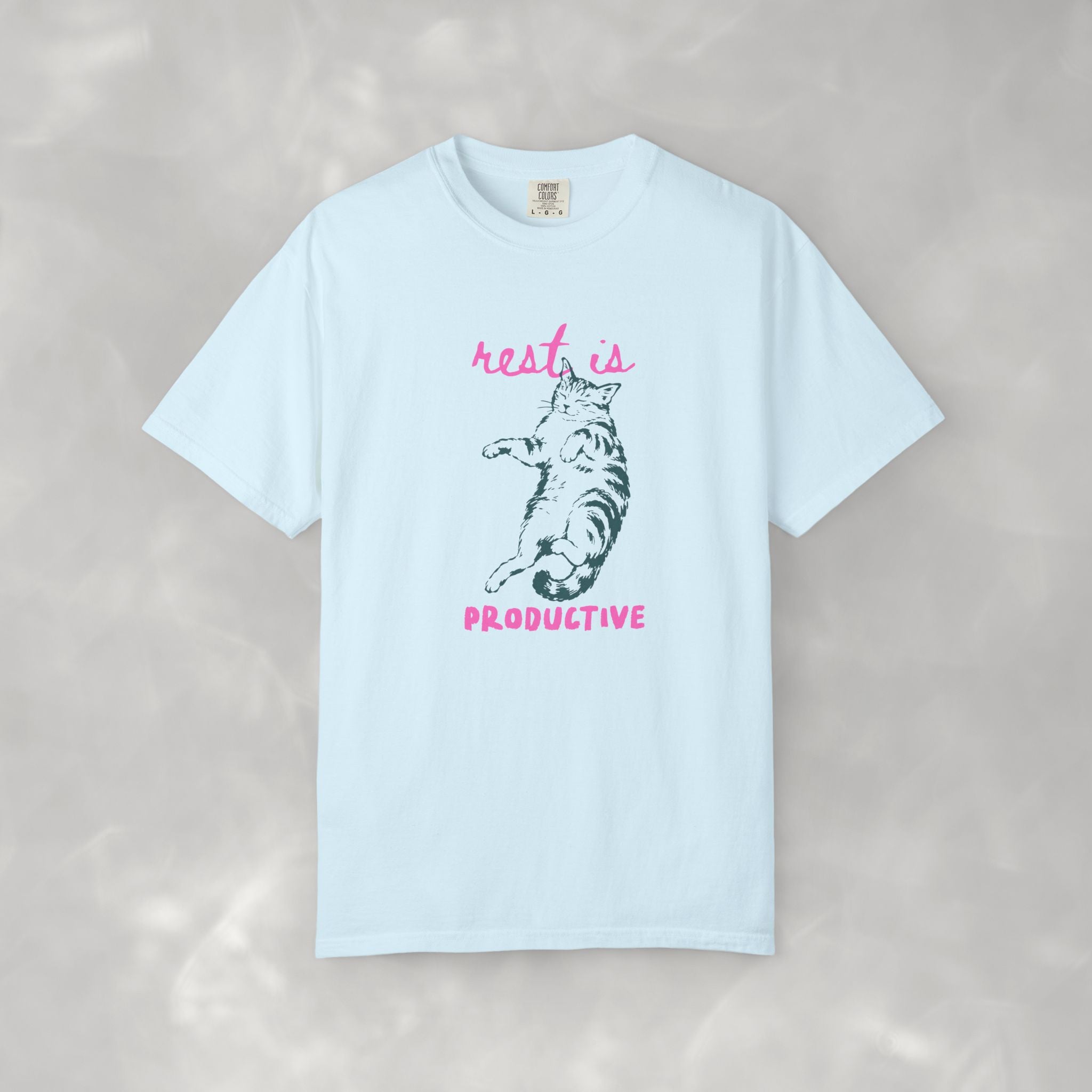 Rest Is Productive, Cute, Funny, Cat Lovers Comfort Colors Tee