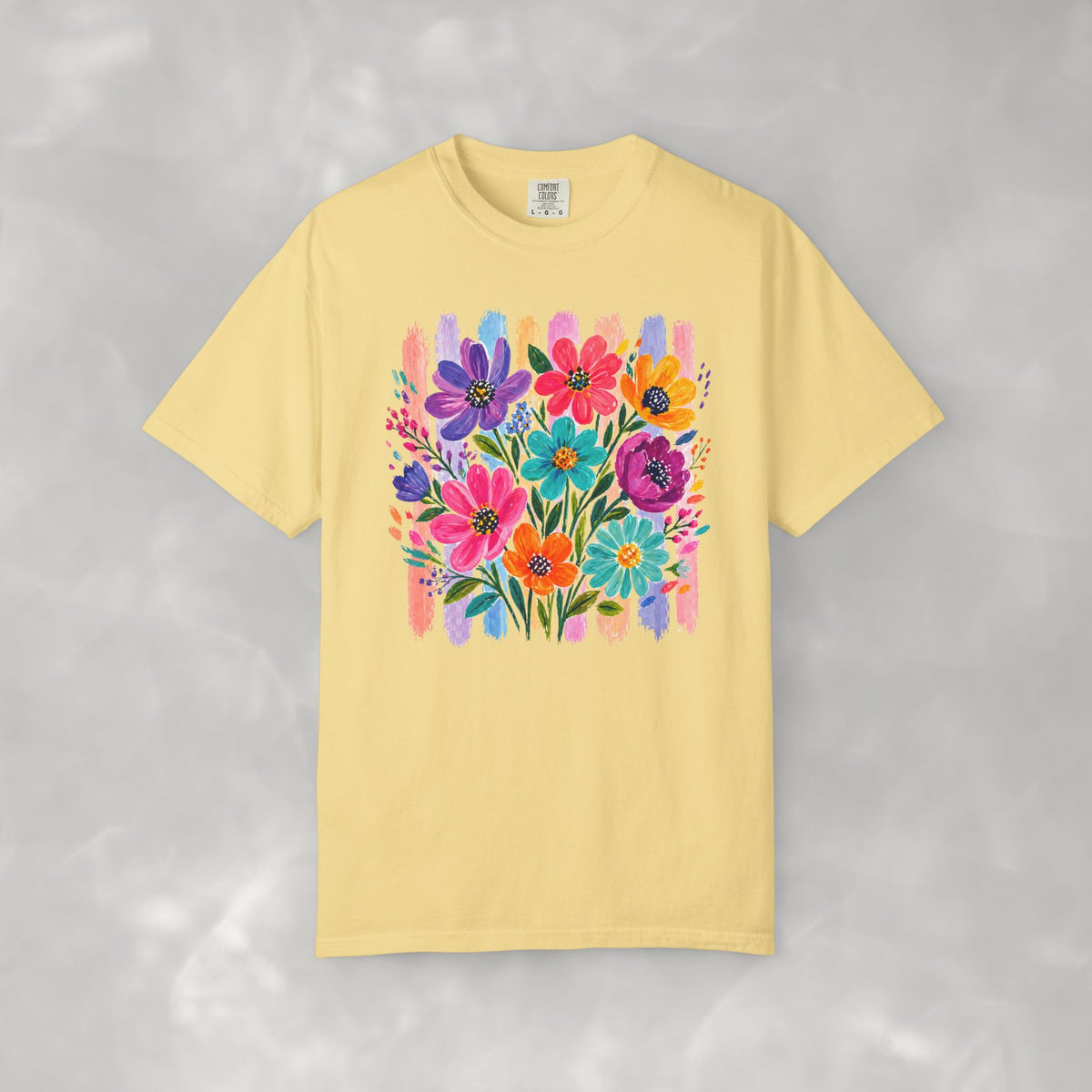 Boho Floral Stripes Comfort Colors Tee