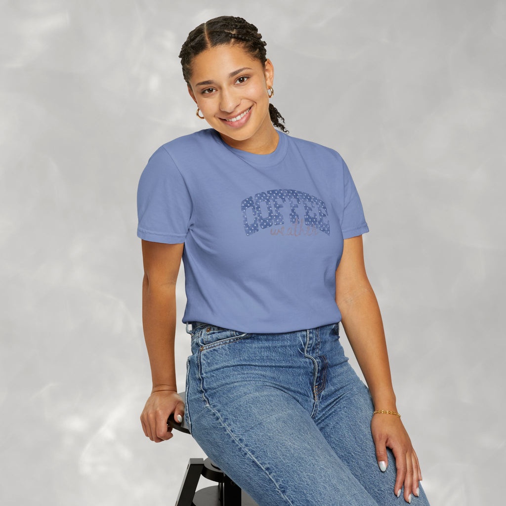 Coffee Weather Distressed Comfort Colors Unisex Garment-Dyed T-shirt