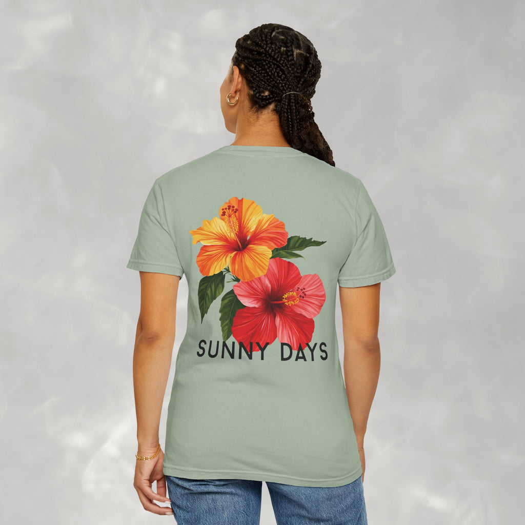 Sunny Days Hibiscus Unisex CC Tee, Summer Comfort Colors T-shirt for Men and Women