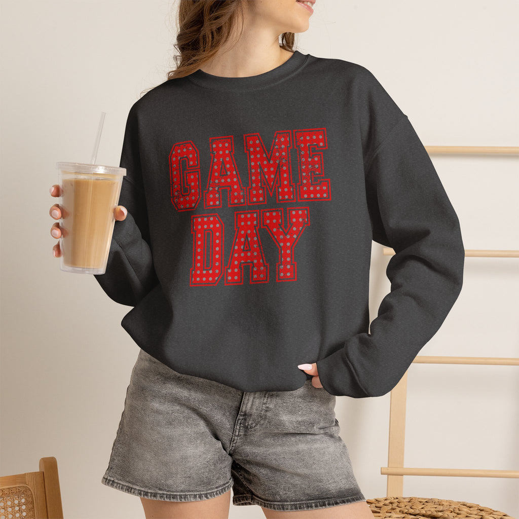 Cute Game Day, Preppy Polka Dot Gildan Unisex Heavy Blend™ Crewneck Sweatshirt