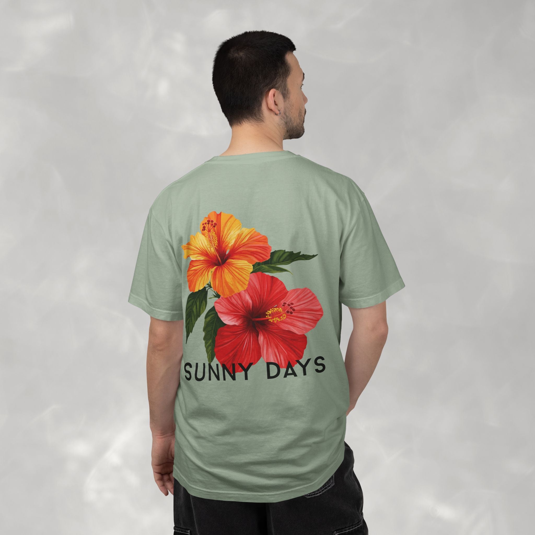 Sunny Days Hibiscus Unisex CC Tee, Summer Comfort Colors T-shirt for Men and Women