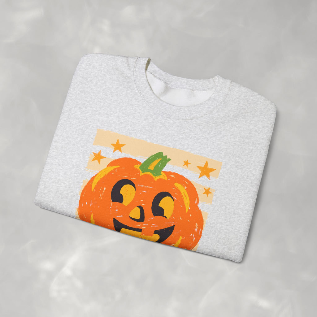 Happy Jack-O-Lantern, Striped Halloween Unisex Heavy Blend™ Crewneck Sweatshirt