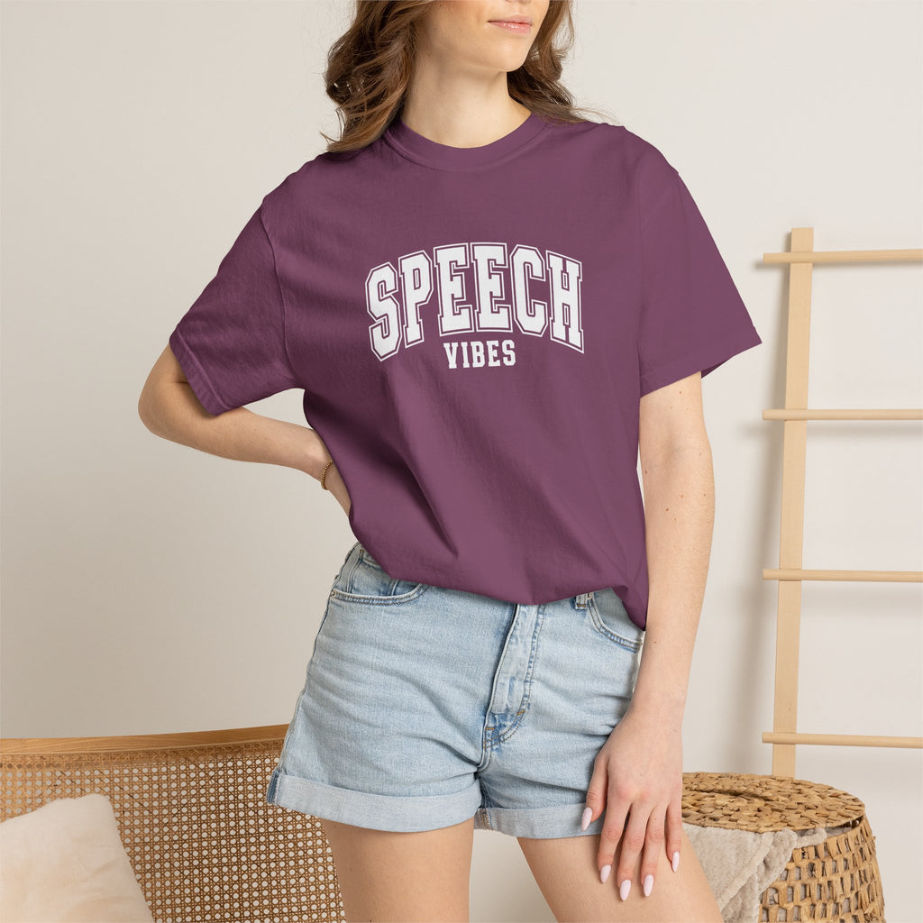 Speech Vibes, Unisex Comfort Colors Tee for SLP, SLPA, Speech Therapy