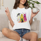 Preppy, Girly, Cute Halloween Ghosts with Cats, Comfort Colors Tee