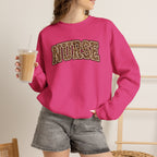 Leopard Print Varsity Nurse Gildan Unisex Heavy Blend™ Crewneck Sweatshirt