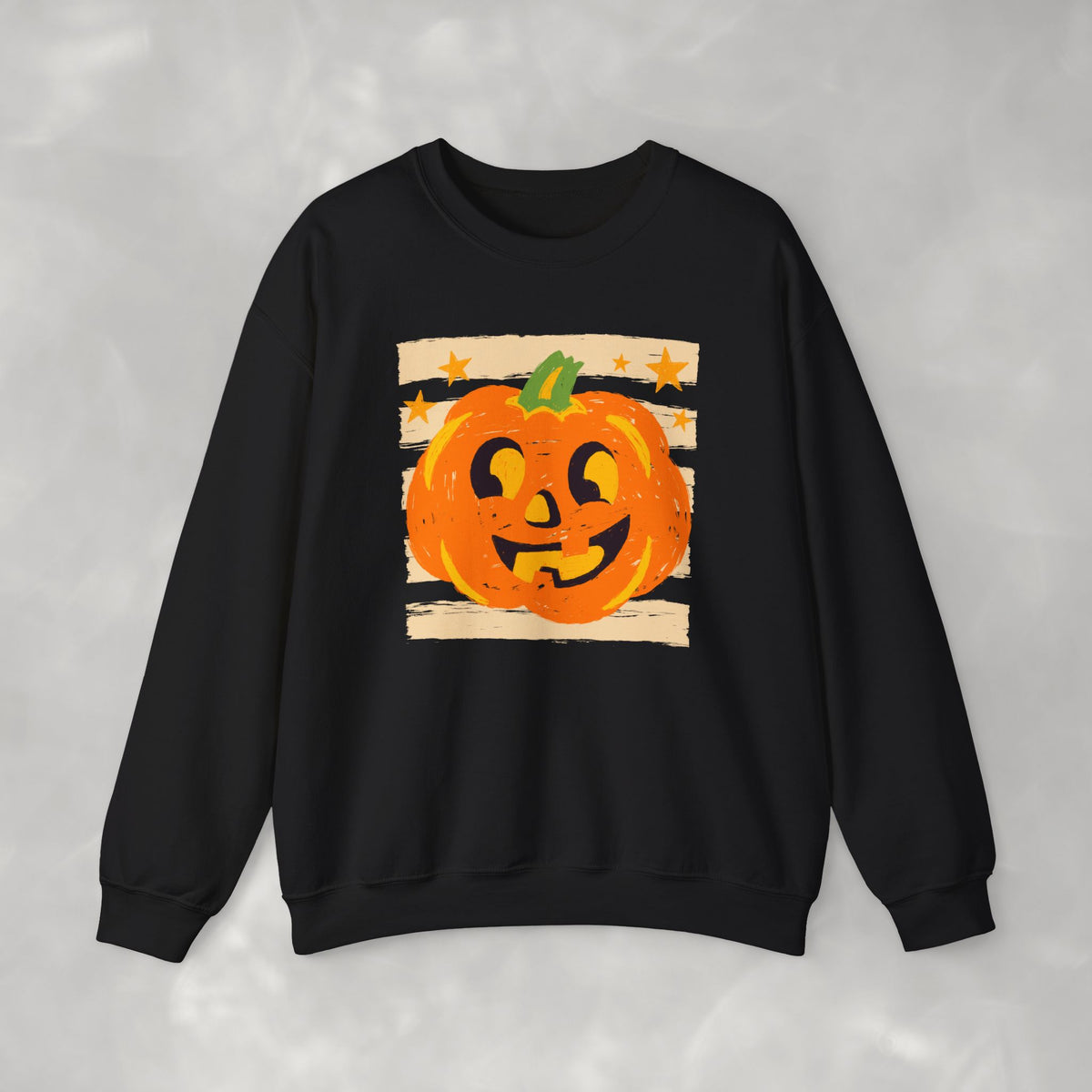 Happy Jack-O-Lantern, Striped Halloween Unisex Heavy Blend™ Crewneck Sweatshirt