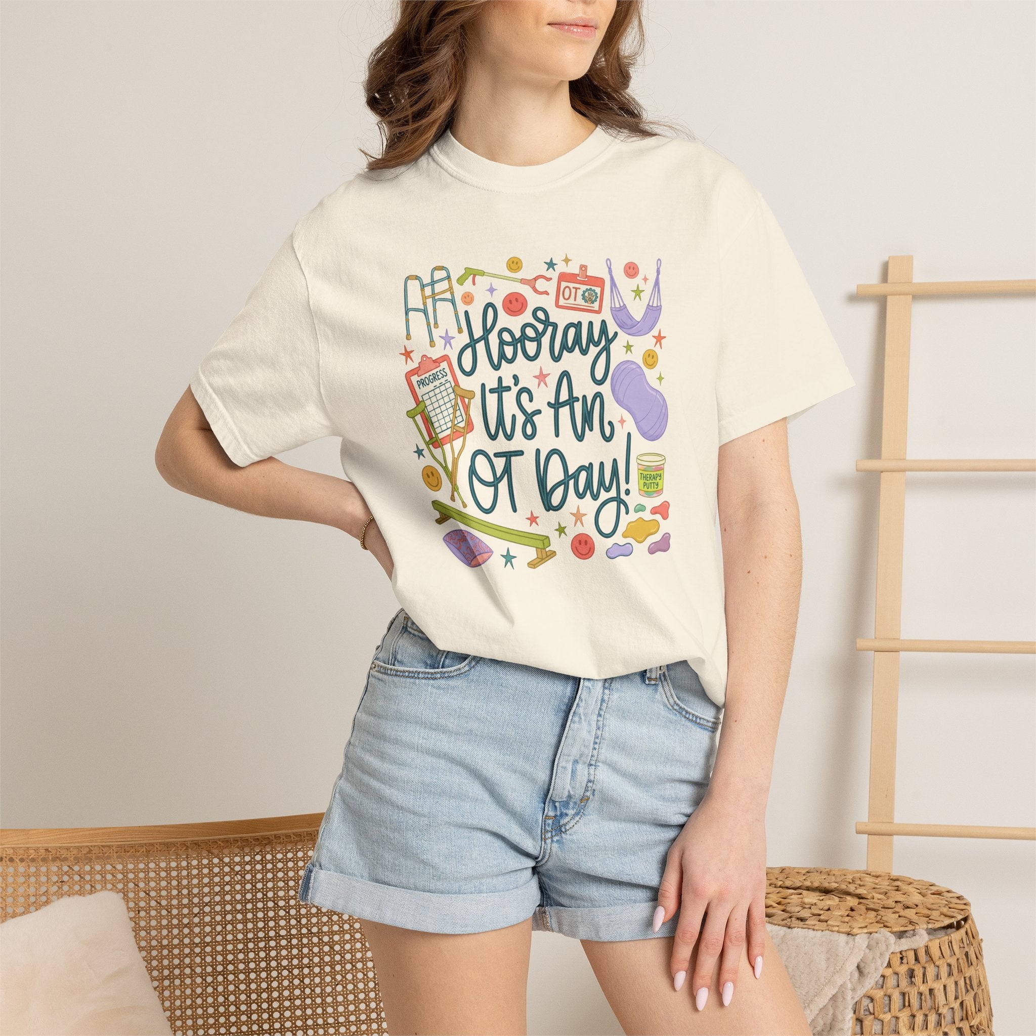 Hooray It's an OT Day, Cute, Playful, Pediatric Occupational Therapy, OTR, COTA Comfort Colors Tee