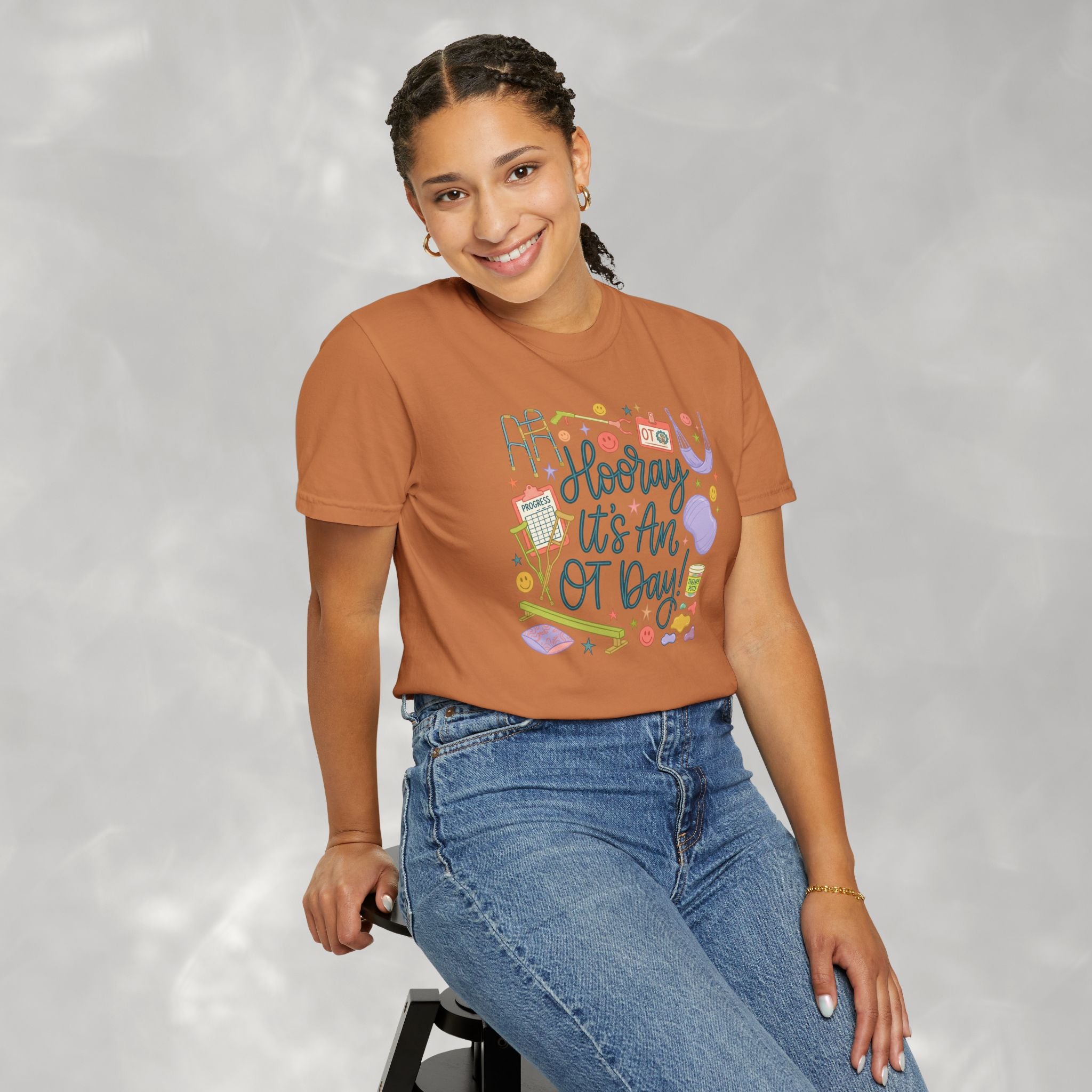 Hooray It's an OT Day, Cute, Playful, Pediatric Occupational Therapy, OTR, COTA Comfort Colors Tee