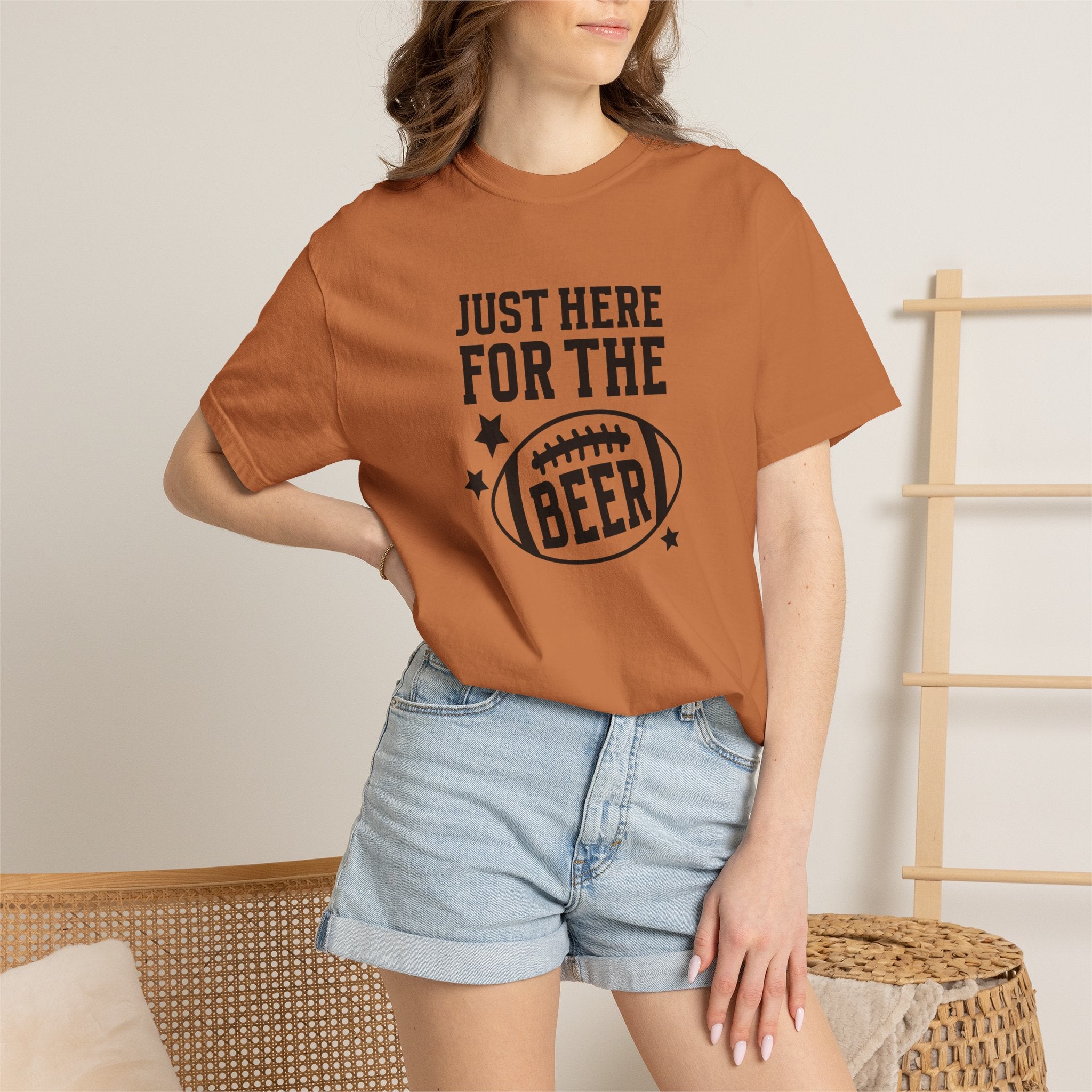 Just Here For The Beer, Funny Football Comfort Colors Tee