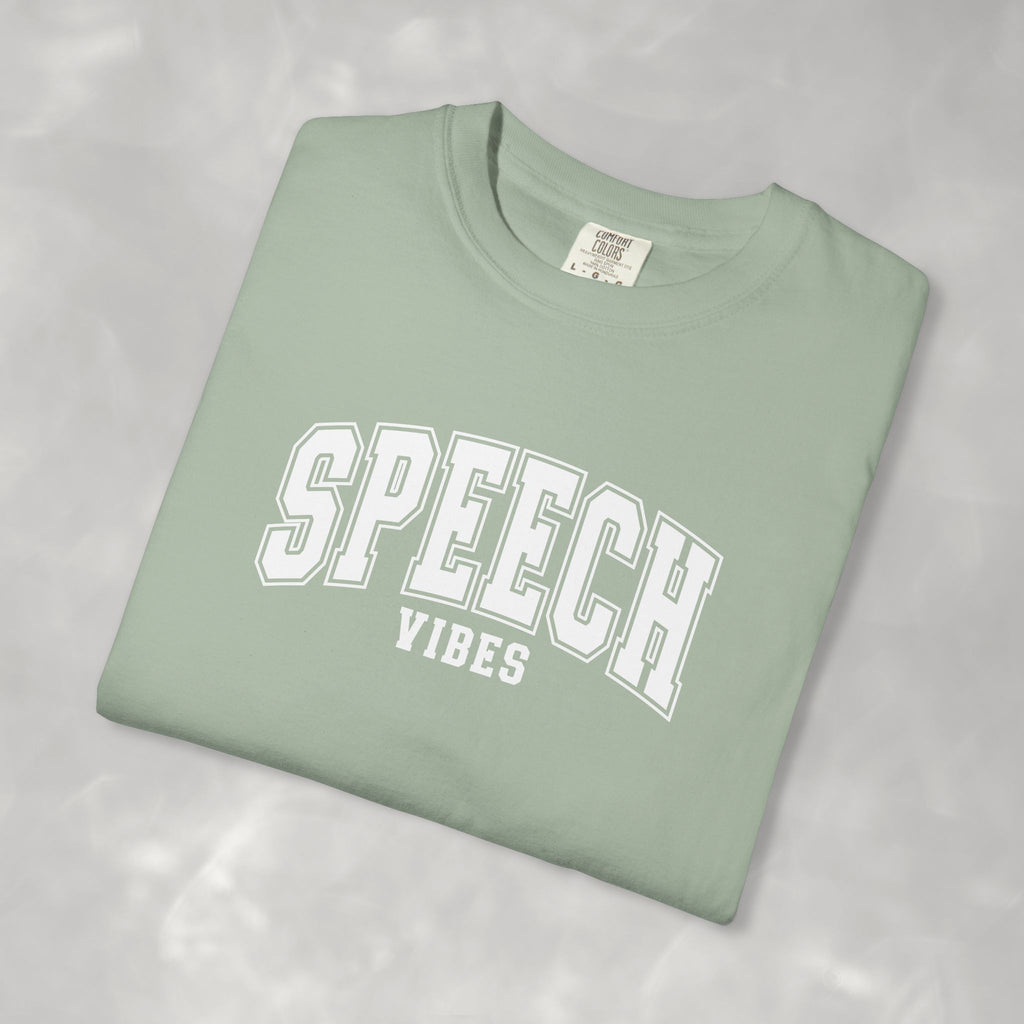 Speech Vibes, Unisex Comfort Colors Tee for SLP, SLPA, Speech Therapy