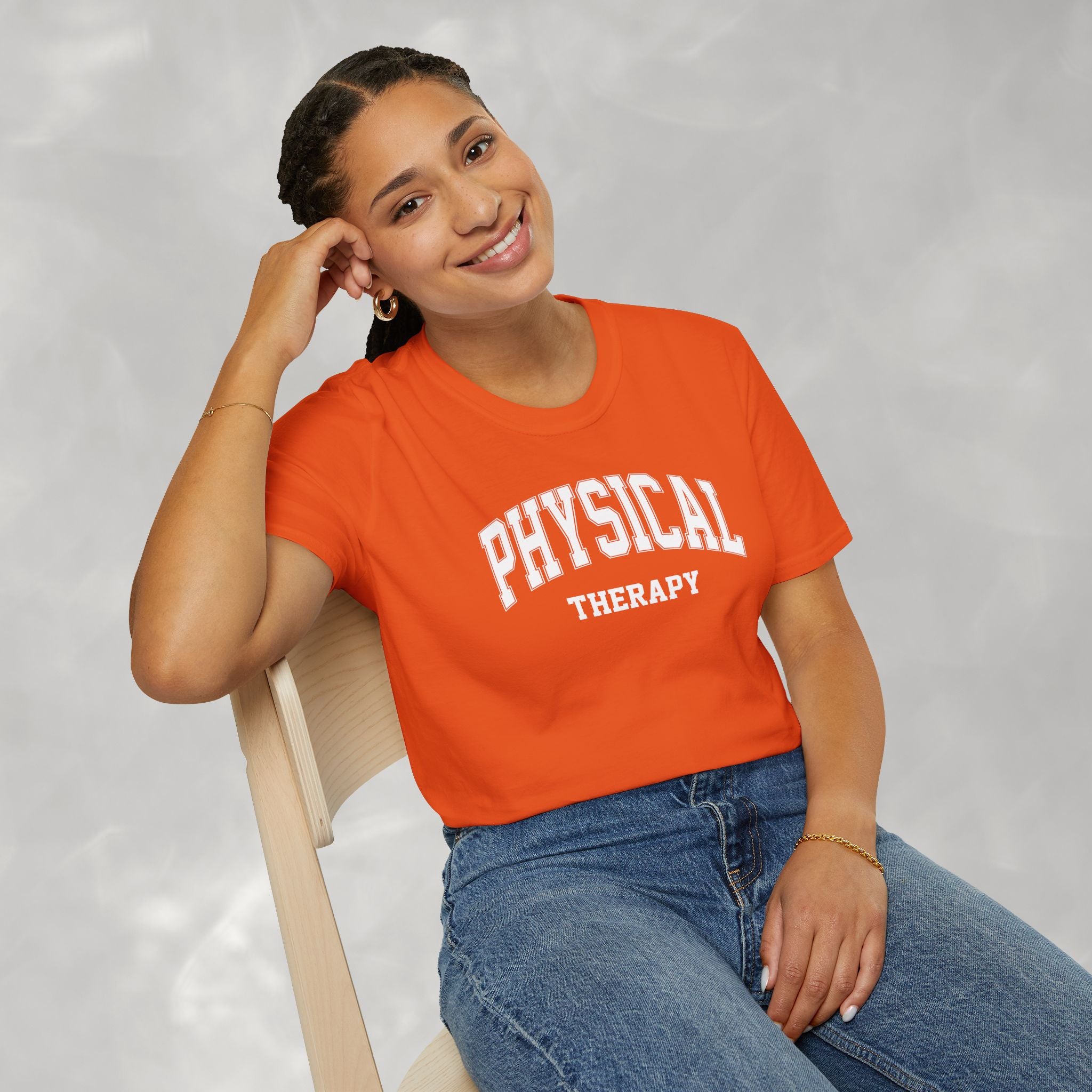 Physical Therapy, Therapist Varsity Style Gildan Unisex Softstyle T-Shirt