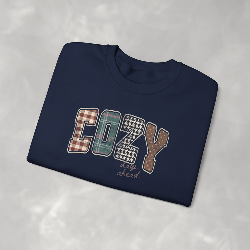 Cozy Days Ahead Cute Trendy Gildan Unisex Heavy Blend™ Crewneck Sweatshirt for Autumn, Fall, Thanksgiving