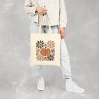 Retro Fall, Autumn Pumpkin Double-Sided Cotton Canvas Tote Bag