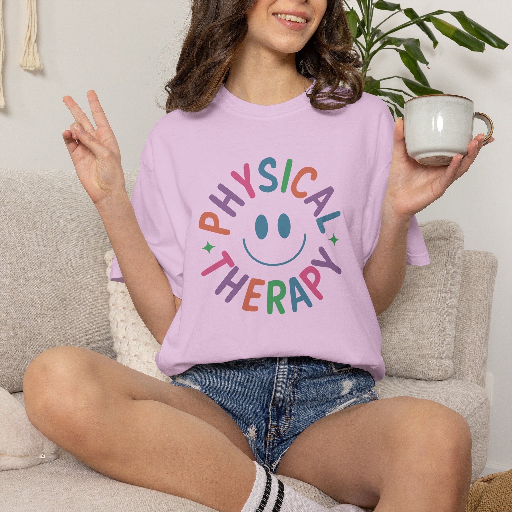 Physical Therapy, Cute Playful Smile, PT, PTA Unisex Comfort Colors Tee