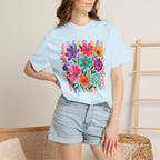 Boho Floral Stripes Comfort Colors Tee