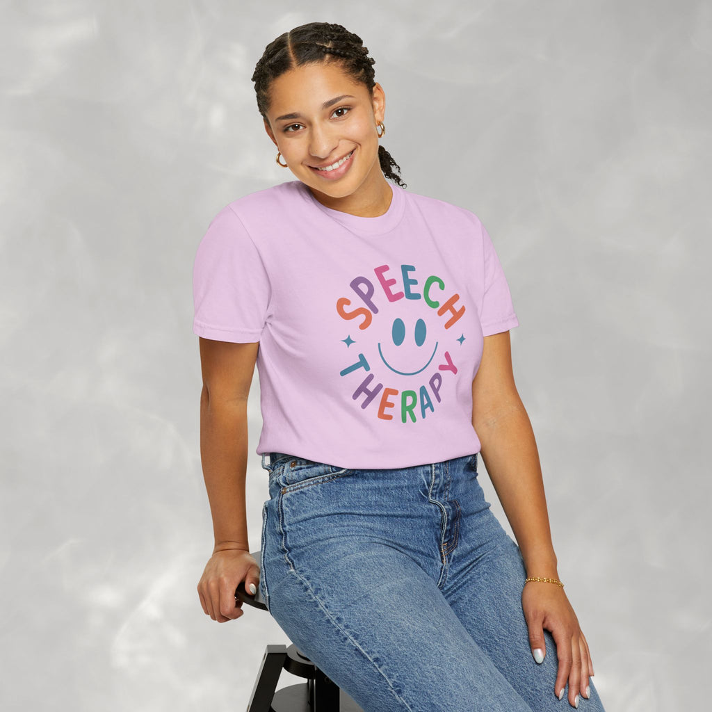 Speech Therapy, Cute Playful Smile, SLP, SLPA Comfort Colors Tee