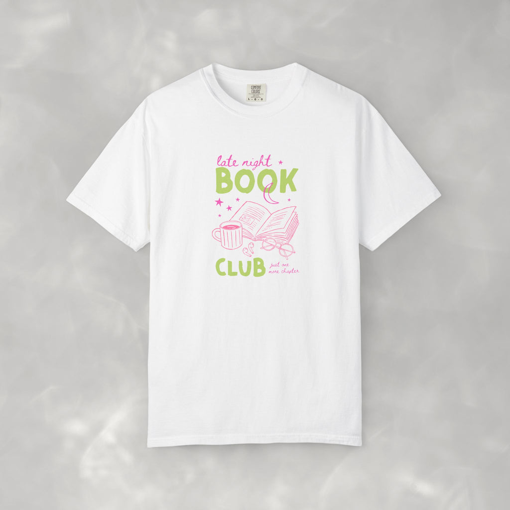 Late Night Book Club, Comfort Colors Book Lover, Reader Tee for Women,