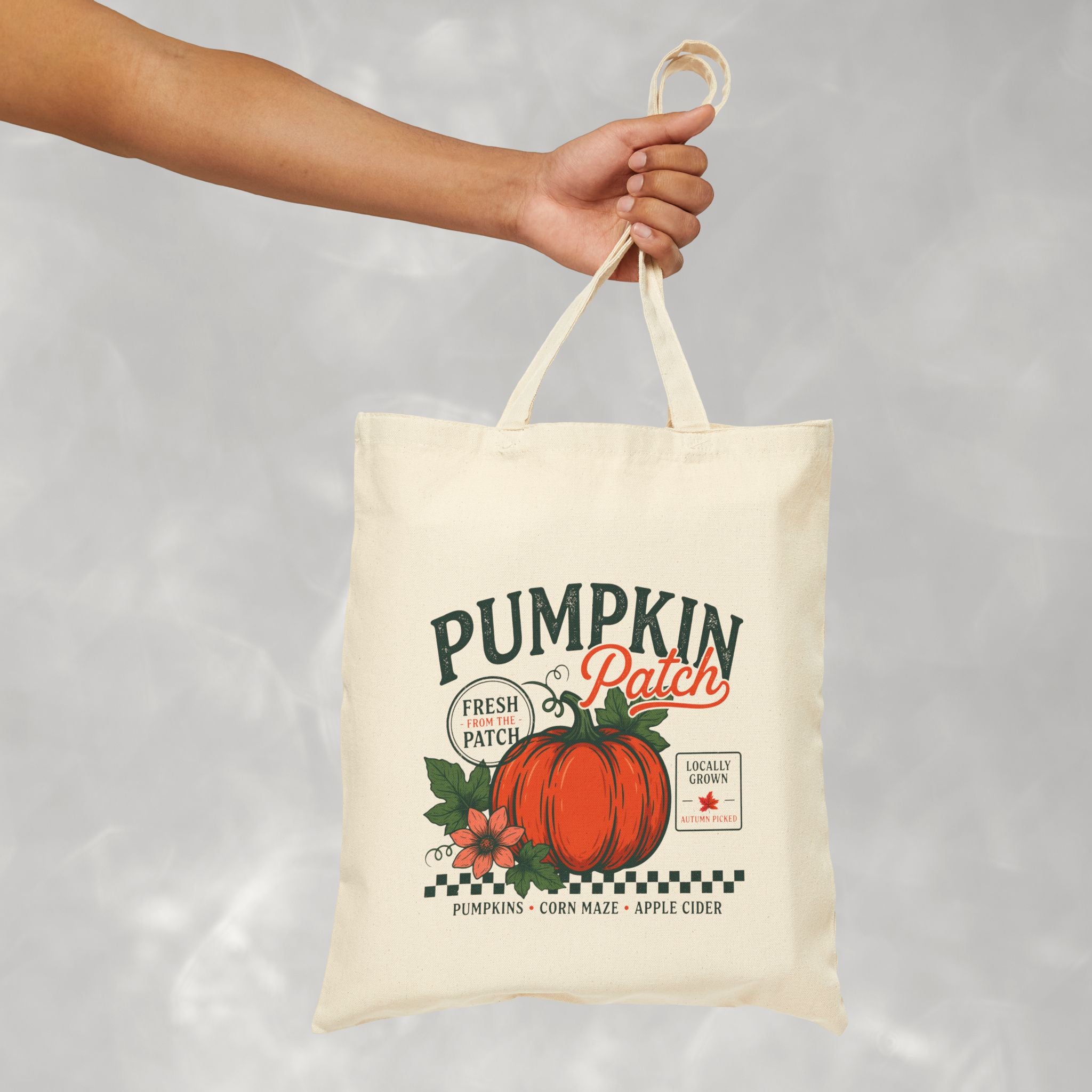Pumpkin Patch Double-Sided Cotton Canvas Tote Bag