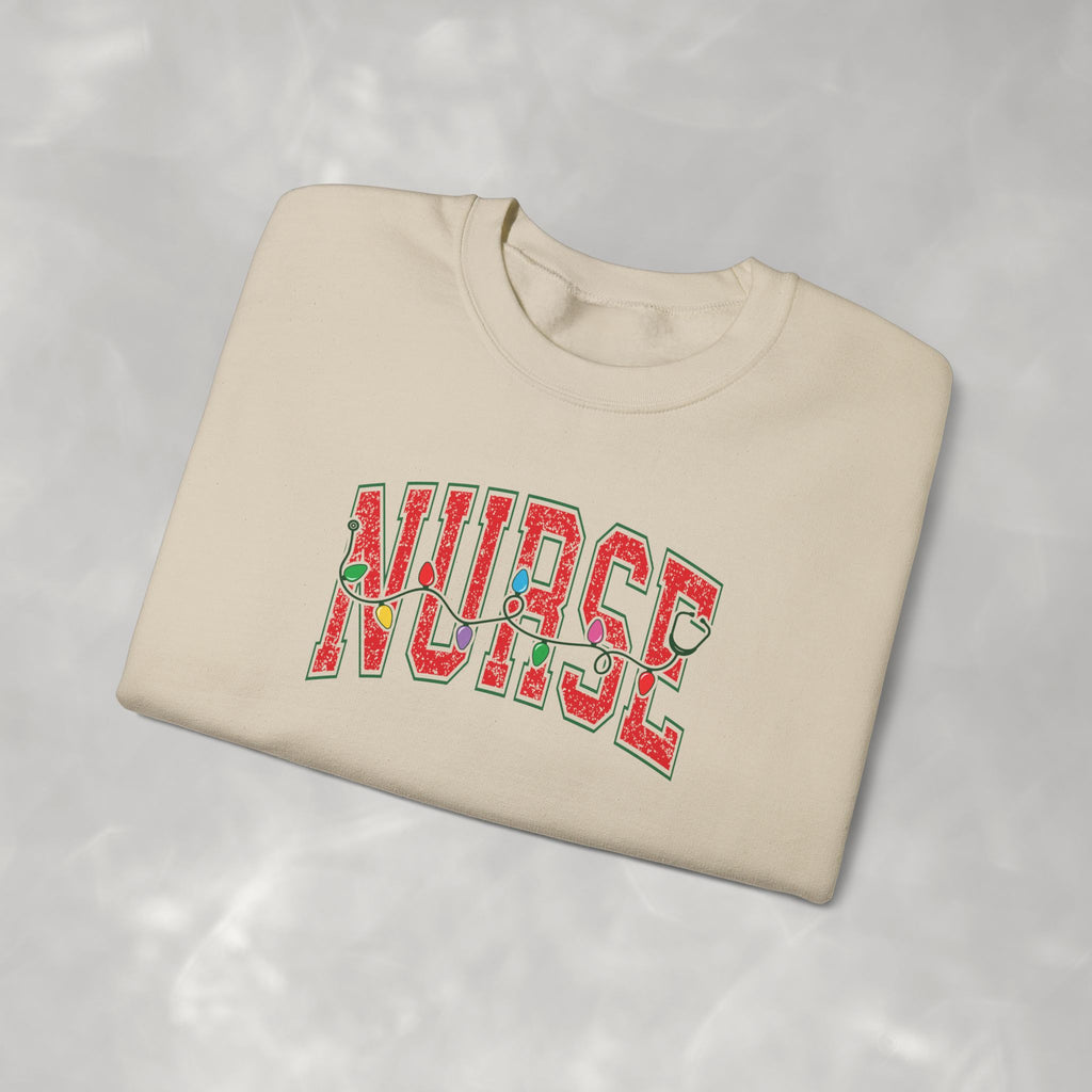 Christmas Lights Nurse Stethoscope Gildan Unisex Heavy Blend™ Crewneck Sweatshirt for RN, LPN, GN, Student Nurse