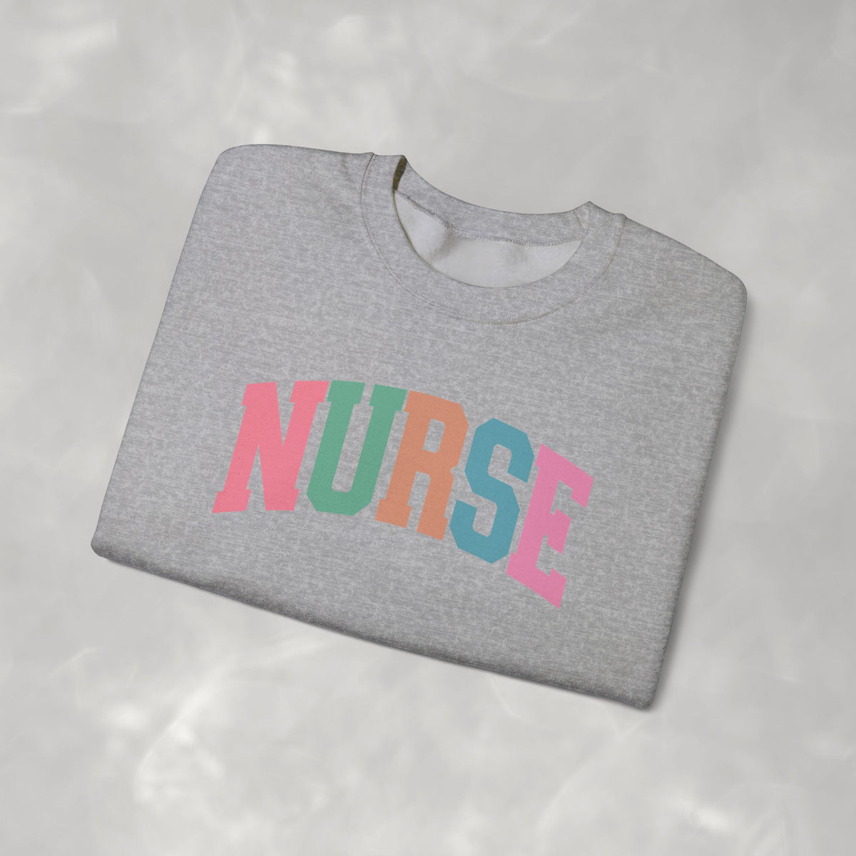 Colorful Fun Whimsical Varsity Nurse Gildan Unisex Heavy Blend™ Crewneck Sweatshirt for RN, LPN, GN, Student Nurse