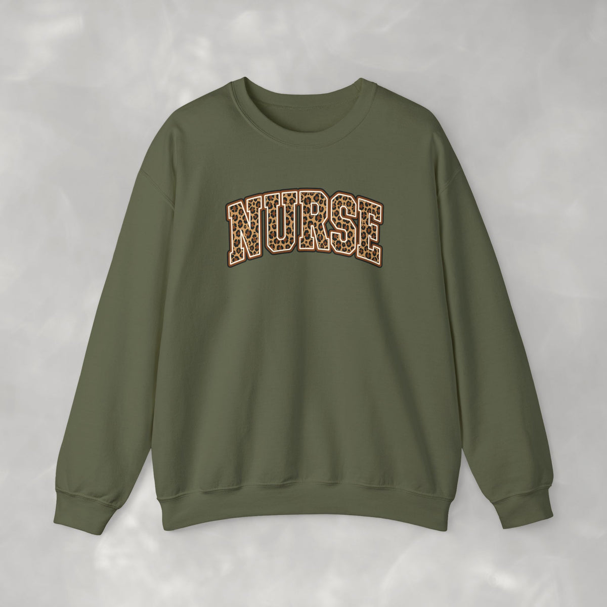 Leopard Print Varsity Nurse Gildan Unisex Heavy Blend™ Crewneck Sweatshirt