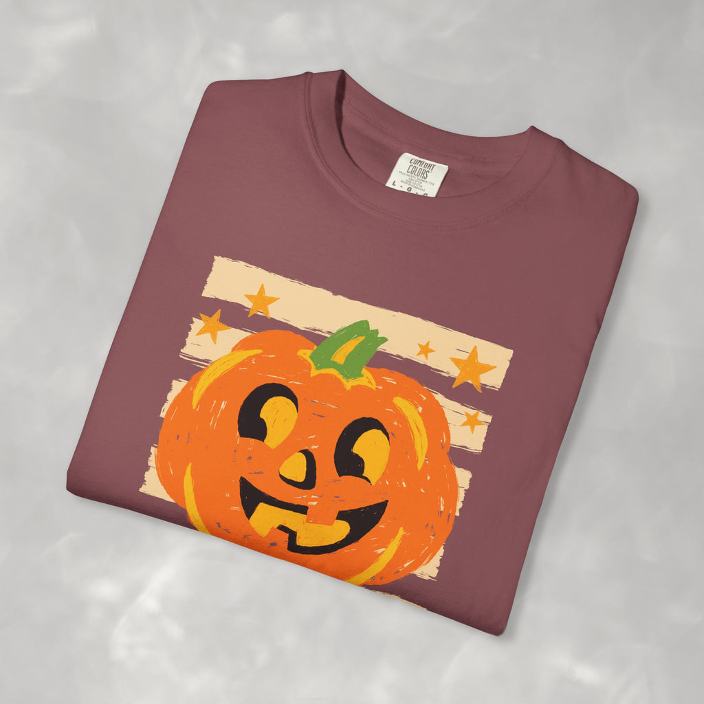 Happy Jack-O-Lantern, Striped Halloween Comfort Colors Unisex Garment-Dyed T-shirt