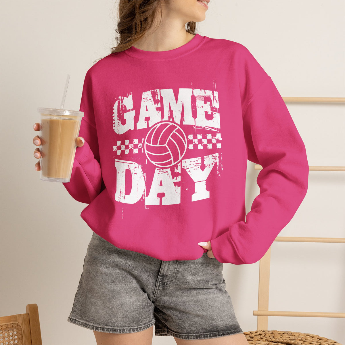 Retro Vintage Volleyball Game Day Gildan Unisex Heavy Blend™ Crewneck Sweatshirt