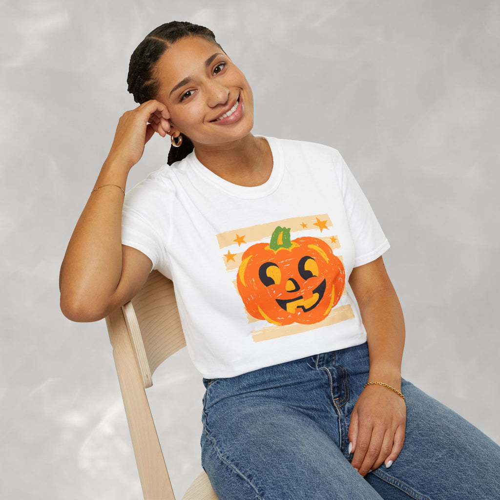 Happy Jack-O-Lantern, Striped Halloween Gildan Unisex Softstyle T-Shirt