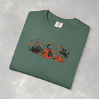 Cute Black Cats Playing in Autumn Leaves Comfort Colors Tee
